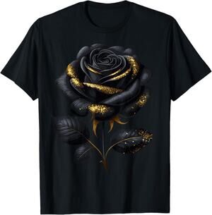 Black Rose with Golden Sparkes T-Shirt